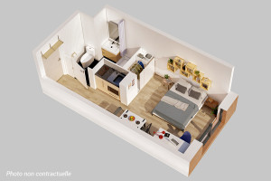 Photo T1 Bis de 26m² meublé et équipé n° 1